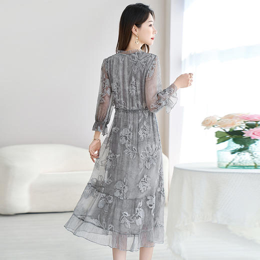 QS-82599372【100%桑蚕丝】达人直播重工绣花中长裙炒色桑蚕丝连衣裙女9372 商品图3