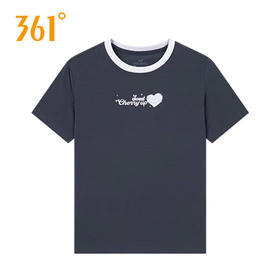 361度上衣女2025夏季新款图案印花透气薄款圆领短袖T恤衫女款562529117-4