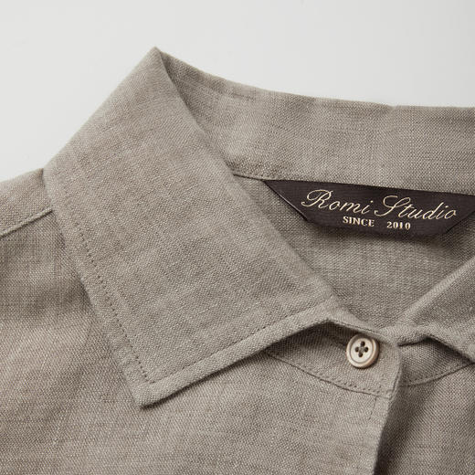 ROMI STUDIO100%亚麻经典老钱衬衫/直筒宽松版型RWCSSY2568 商品图5