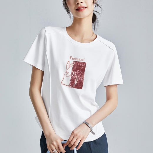 【129元2件】【大牌高品质】【80支凉感丝光棉】夏季刺绣圆领丝滑柔顺清凉T恤 商品图2