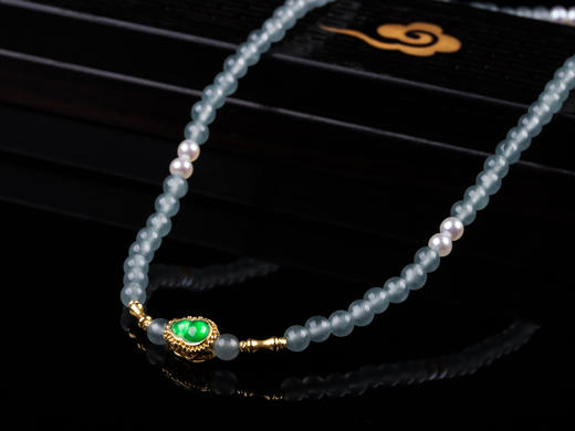 XY0277辣绿翡翠葫芦+珍珠小米珠手链 商品图5