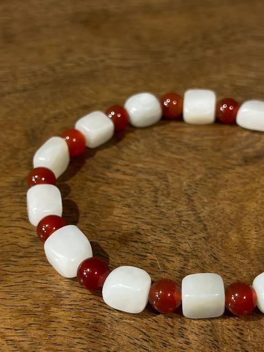 白玉方形珠与红玉髓珠手链，顺丰包邮 商品图9