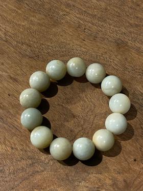 和田青白玉大圆珠手链，顺丰包邮
