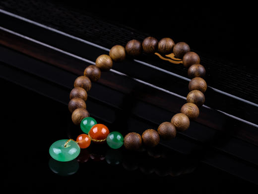 XY0247沉香+南红非洲翠平安扣手串 商品图7