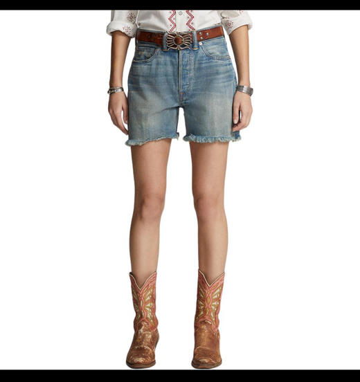 R.R.L 复古做旧 女士破边牛仔短裤 DK365 商品图1