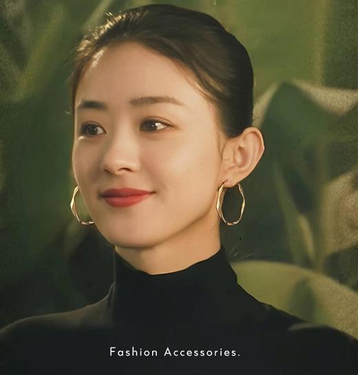 赵丽颖 刘亦菲同款合金18K镀金不易掉色波浪耳圈 商品图0