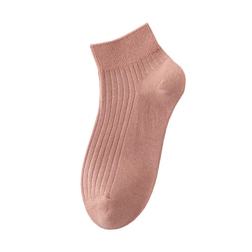 【女士纯色抽条短袜】女纯色抽条短袜棉质休闲运动袜子防臭抑菌吸汗短筒袜 商品图4