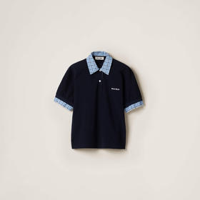 MIU-T 格纹拼接Polo衫