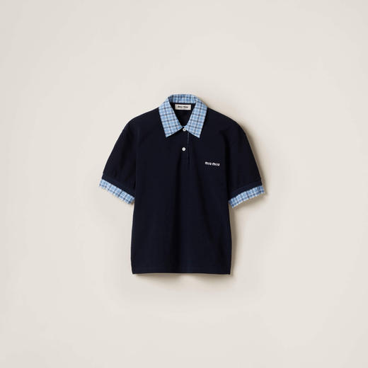 MIU-T 格纹拼接Polo衫 商品图0