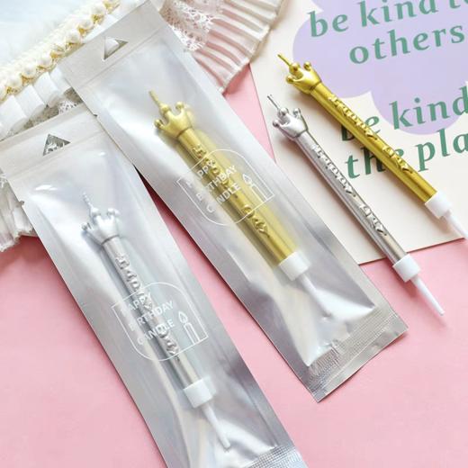 1支 金色/银色字母皇冠蜡烛 新款加粗铅笔直杆蜡烛 生日派对装饰蜡烛 商品图2