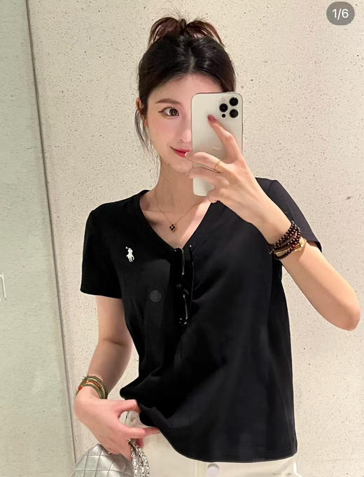 全场5折！RL Polo劳伦拉夫 V领基础款T恤 黑灰白超好看 商品图5