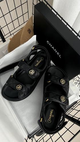 凉鞋女夏平底2022年新款小香风魔术贴真皮百搭运动软底时装罗马鞋