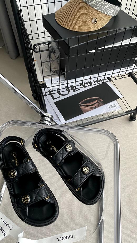 凉鞋女夏平底2022年新款小香风魔术贴真皮百搭运动软底时装罗马鞋 商品图10