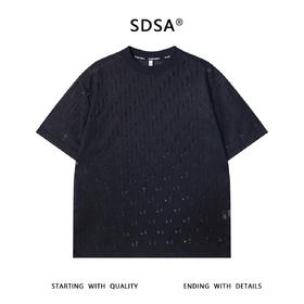 T3409夏季高级感新款潮牌简约纯色镂空圆领短袖T恤百搭时尚休闲上衣