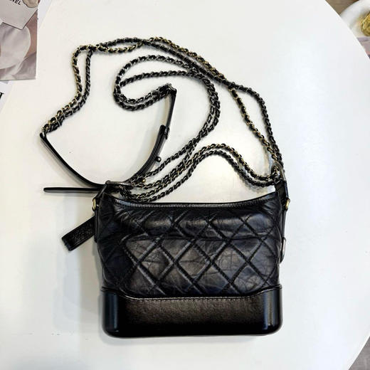 Chanel 小号 黑色 做旧牛皮 菱格纹 流浪包 商品图1