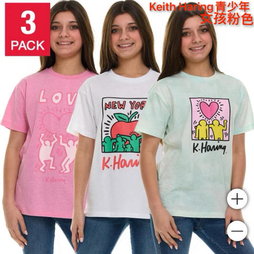 Keith Haring青少年棉质短袖3件装，美国🇺🇸直邮特价240元/3件🉐包税包邮到手了🔥艺术点燃童年，潮流不设限。小码女生也可以穿 商品图0