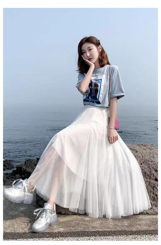 七夕福利-NO退【超好看】轻盈飘逸~大裙摆680网纱韩系半身裙纱裙-喜出 商品图2