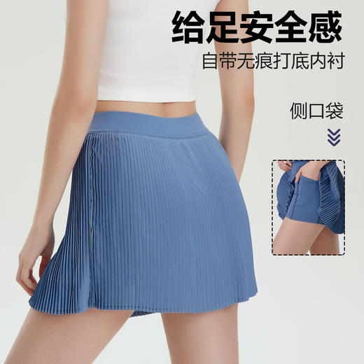 跃牌【美西西系列】2025新款百褶网球裙女假两件防走光内置口袋双层运动健身速干轻薄DK-025-33-主 商品图2
