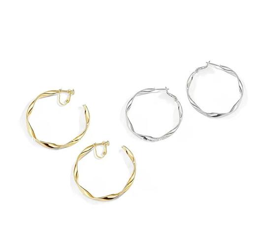 赵丽颖 刘亦菲同款合金18K镀金不易掉色波浪耳圈 商品图10