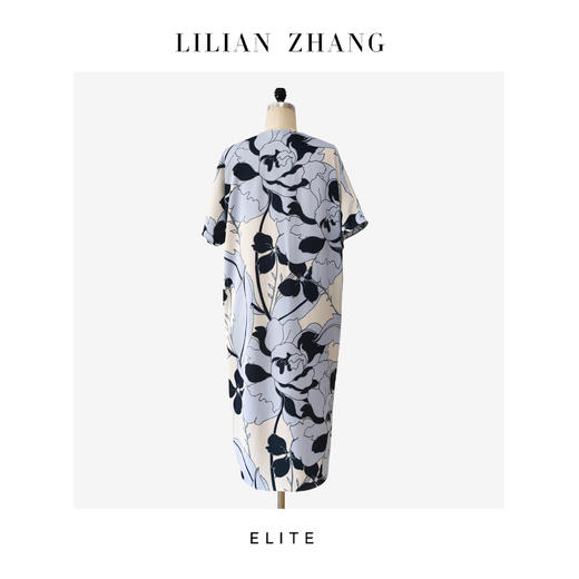 E“定制”——复古风———午后花园——花卉茧型Oversize连衣裙 2501028 商品图3