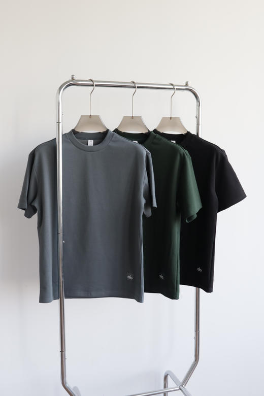 新到深蓝！AL0 男女同款宽松双面针织圆领短袖T恤 TX480 商品图3