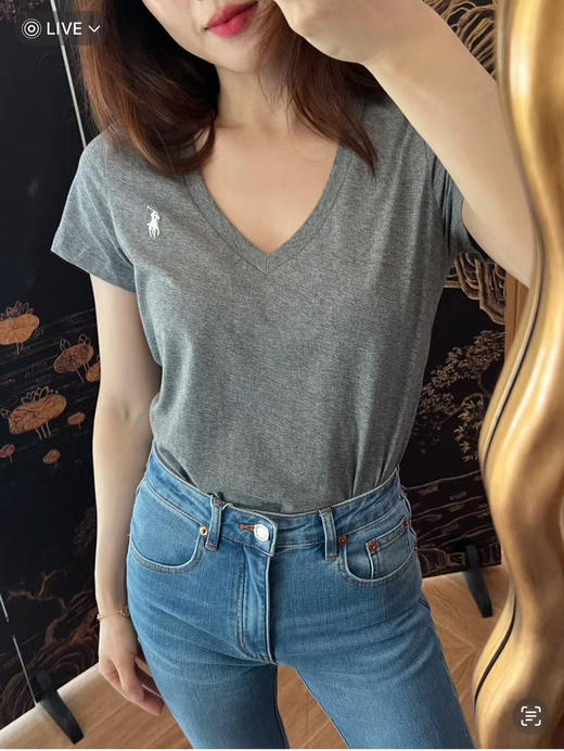 全场5折！RL Polo劳伦拉夫 V领基础款T恤 黑灰白超好看 商品图8