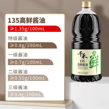 千禾高鲜135酱油 1.8L【特级生抽】酿造炒菜凉拌饺子提鲜家用大瓶 /粮油调味 /调味品 /酱油 商品图2