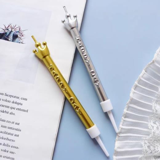 1支 金色/银色字母皇冠蜡烛 新款加粗铅笔直杆蜡烛 生日派对装饰蜡烛 商品图3