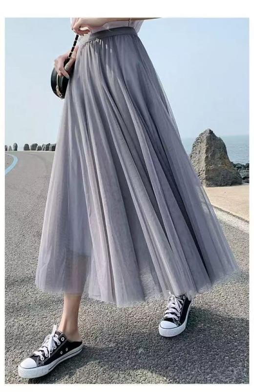 七夕福利-NO退【超好看】轻盈飘逸~大裙摆680网纱韩系半身裙纱裙-喜出 商品图3