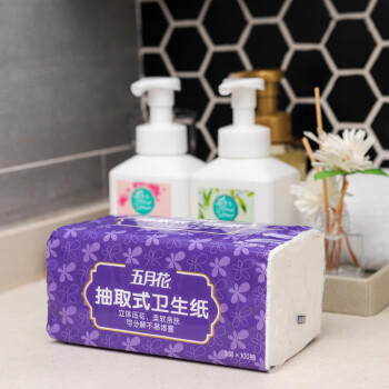 五月花（May Flower）卫生纸 3层100抽*18包 抽取式厕所用纸 易溶水可冲马桶 整箱售卖 /家庭清洁/纸品 /清洁纸品 /抽纸 商品图1