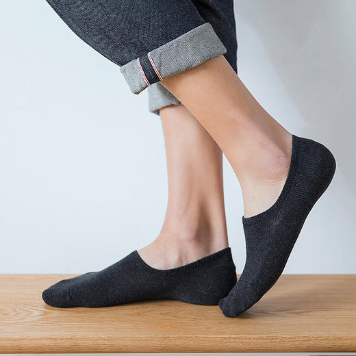 【男士无骨休闲船袜】男士船袜纯色透气棉防臭夏薄短袜隐形防滑不掉跟浅口 商品图3