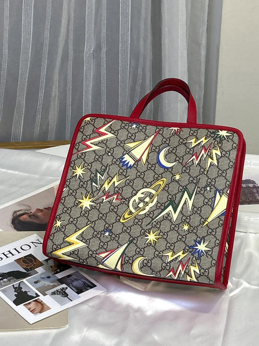 Gucci 老花拼红色 太空星月 儿童包 商品图0