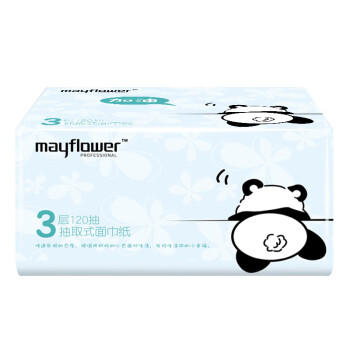 五月花（May Flower）抽纸 3层120抽*24包S码 柔厚亲肤卡通可爱面巾纸 整箱装 /家庭清洁/纸品 /清洁纸品 /抽纸 商品图5