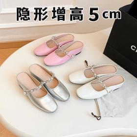 爆！2025新款手工女鞋头层皮玛丽珍穆勒鞋夏季5cm内增高