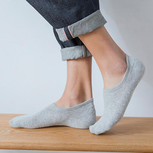 【男士无骨休闲船袜】男士船袜纯色透气棉防臭夏薄短袜隐形防滑不掉跟浅口 商品图2