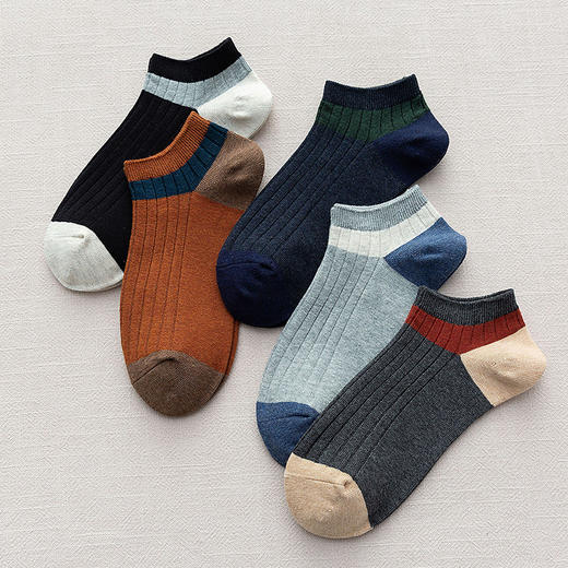 【男士拼色暗纹短袜】男士拼色暗纹短袜百搭休闲防臭7A抑菌吸汗袜子船袜夏 商品图3