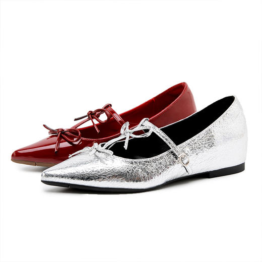 西遇蝴蝶结尖头单鞋女新款夏季法式绝美内增高配裙子玛丽珍鞋V1056721 商品图4