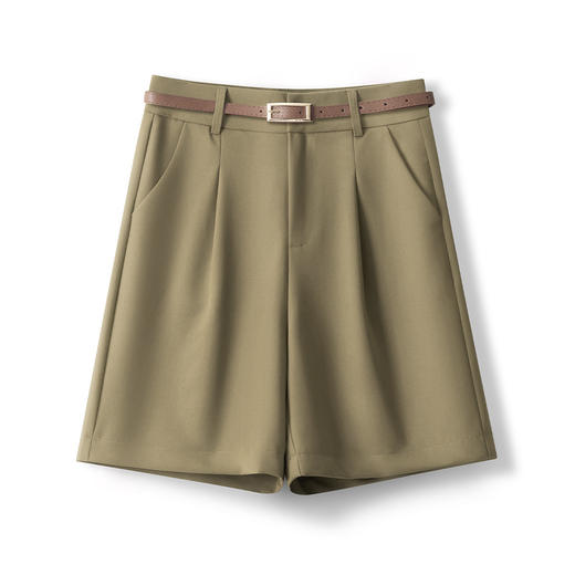 丁摩 西装短裤女夏新款高腰休闲宽松阔腿a字五分裤中裤配皮带5ZF-2122 商品图2