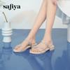 预售7天|Safiya/索菲娅2025仙女风闪钻蝴蝶一字带低跟两穿平底凉拖鞋 SFD2110410 商品缩略图0