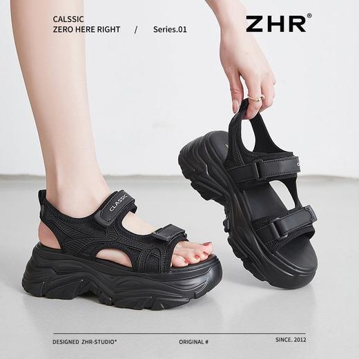 ZHR则则厚底运动凉鞋女2025夏季显高魔术贴沙滩鞋透气舒适凉鞋女 商品图7