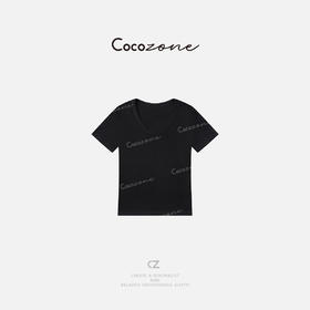 COCO ZONE 刘一一 2025新款简约纯色显瘦小众短袖T恤CD1A0220