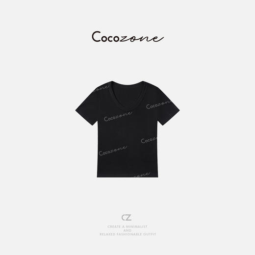 COCO ZONE 刘一一 2025新款简约纯色显瘦小众短袖T恤CD1A0220 商品图0