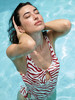 TR她热 阳光斑马 红白撞色斑马纹镂空设计感度假显瘦露背连体泳衣 商品缩略图0