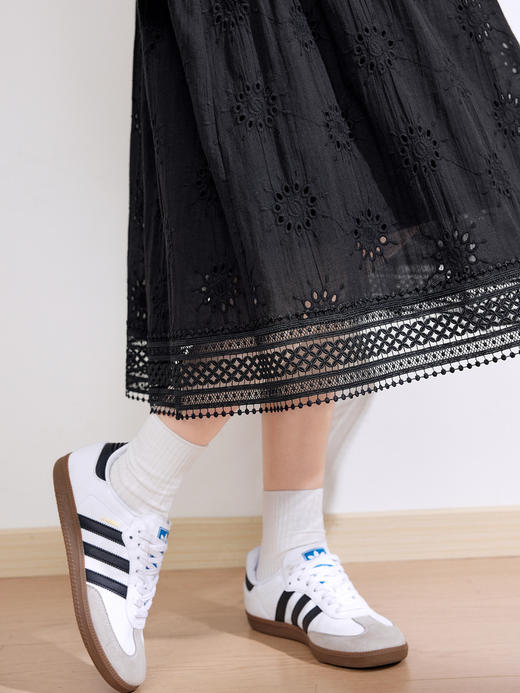 【百图lulu定制】【日光蕾丝裙】夏季  纯棉高腰  精致镂空刺绣  A字中长款  半身裙 商品图9