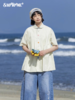 早乙女惠子saotome/STMCS252105/刺绣打褶青果领条纹衬衫 商品缩略图0