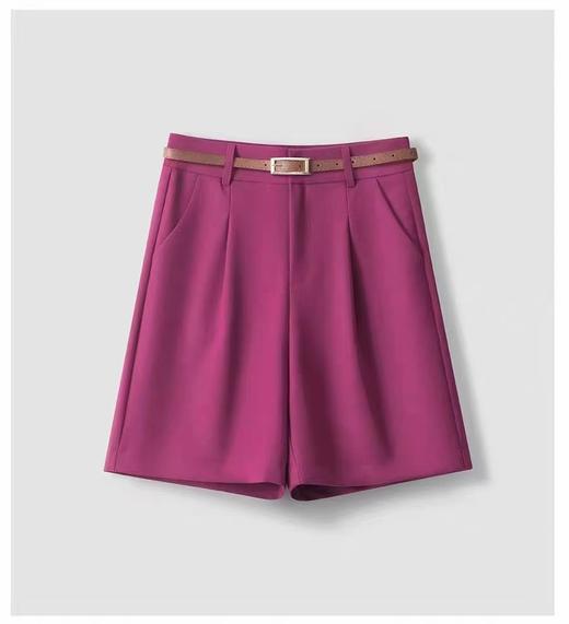 丁摩 西装短裤女夏新款高腰休闲宽松阔腿a字五分裤中裤配皮带5ZF-2122 商品图7