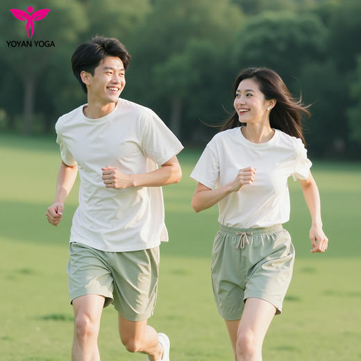 悠妍宽松落肩男女同款瑜伽服短袖T恤DX25530 天丝棉面料 商品图2