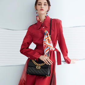 6941239122757 HRHR赫莲娜新款多袋牛皮混羊皮包包女斜挎包菱格链条气质单肩大包