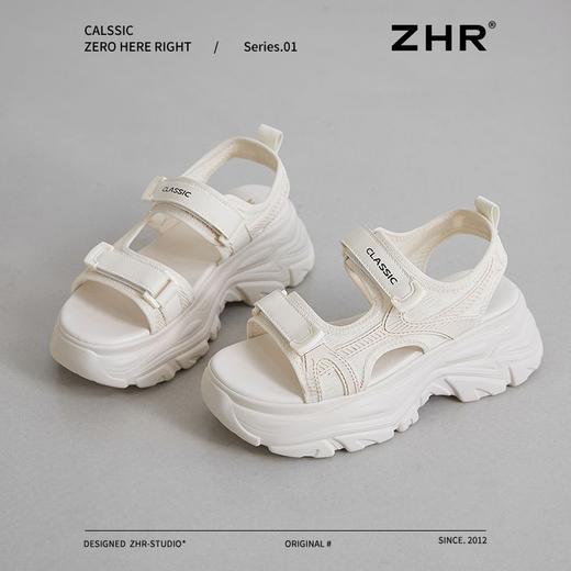 ZHR则则厚底运动凉鞋女2025夏季显高魔术贴沙滩鞋透气舒适凉鞋女 商品图2