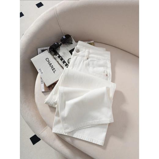 「自」全新升级【铂金会员165/天猫219/差价54】(35103)洛诗琳简约白色牛仔裤窄版阔腿裤2025夏季新款薄款直筒裤35103 商品图1